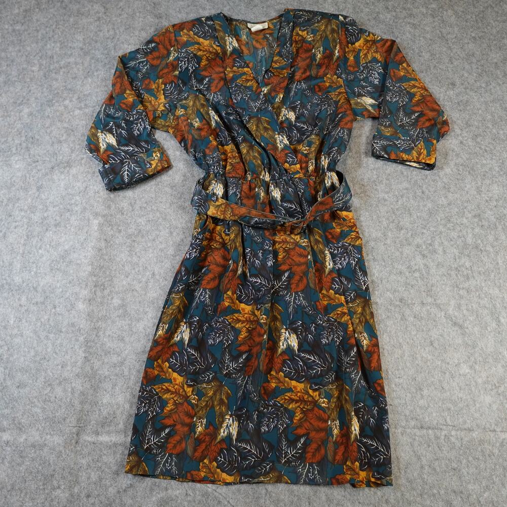 Vintage‎ Pellini Dress Womens 8 Knee Length Belted Leaf Fall Print Shoulder Pads
